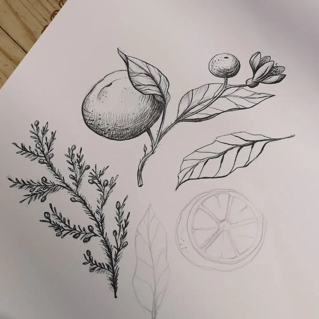 hand drawn illustration for an eco candle brand